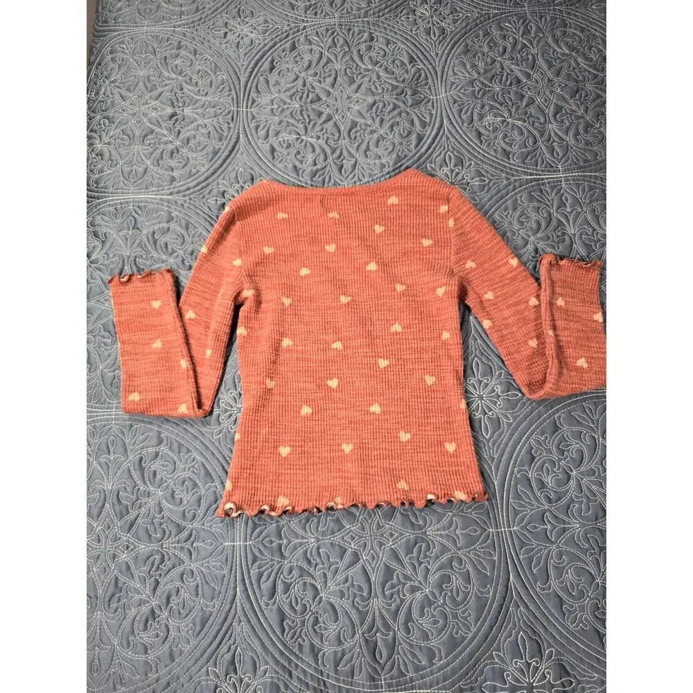Pink Heart Long Sleeve Shirt Size M ( 8 )